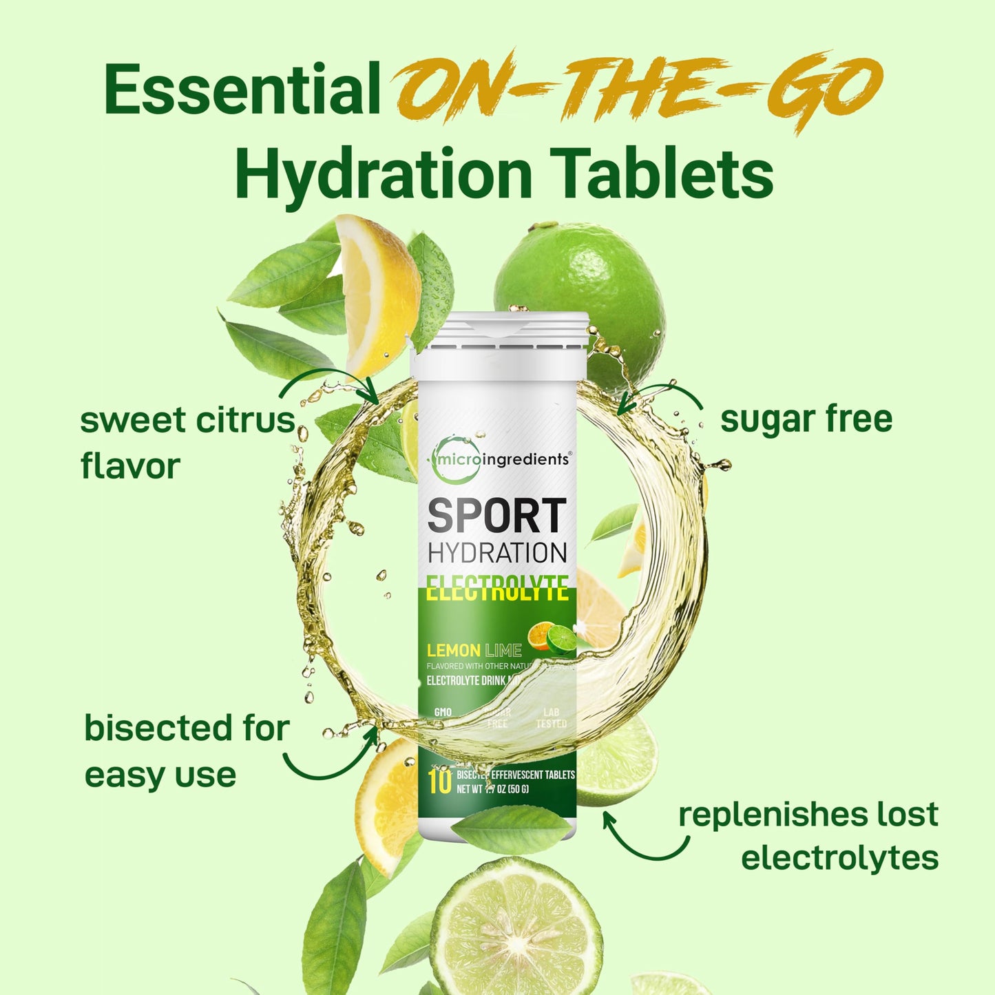 Micro Ingredients Fizzy Electrolyte Drink Tablets, 40 Tablets