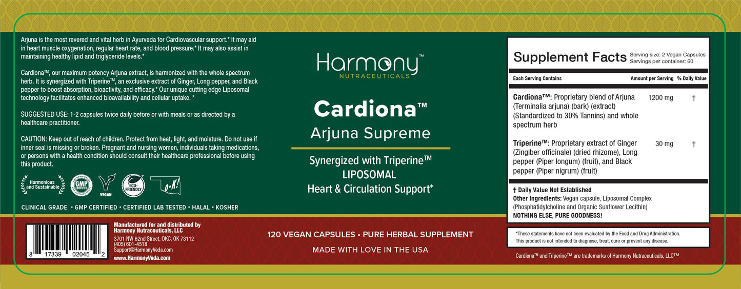 Harmony Nutraceuticals Arjuna Supreme Capsules 120 Count
