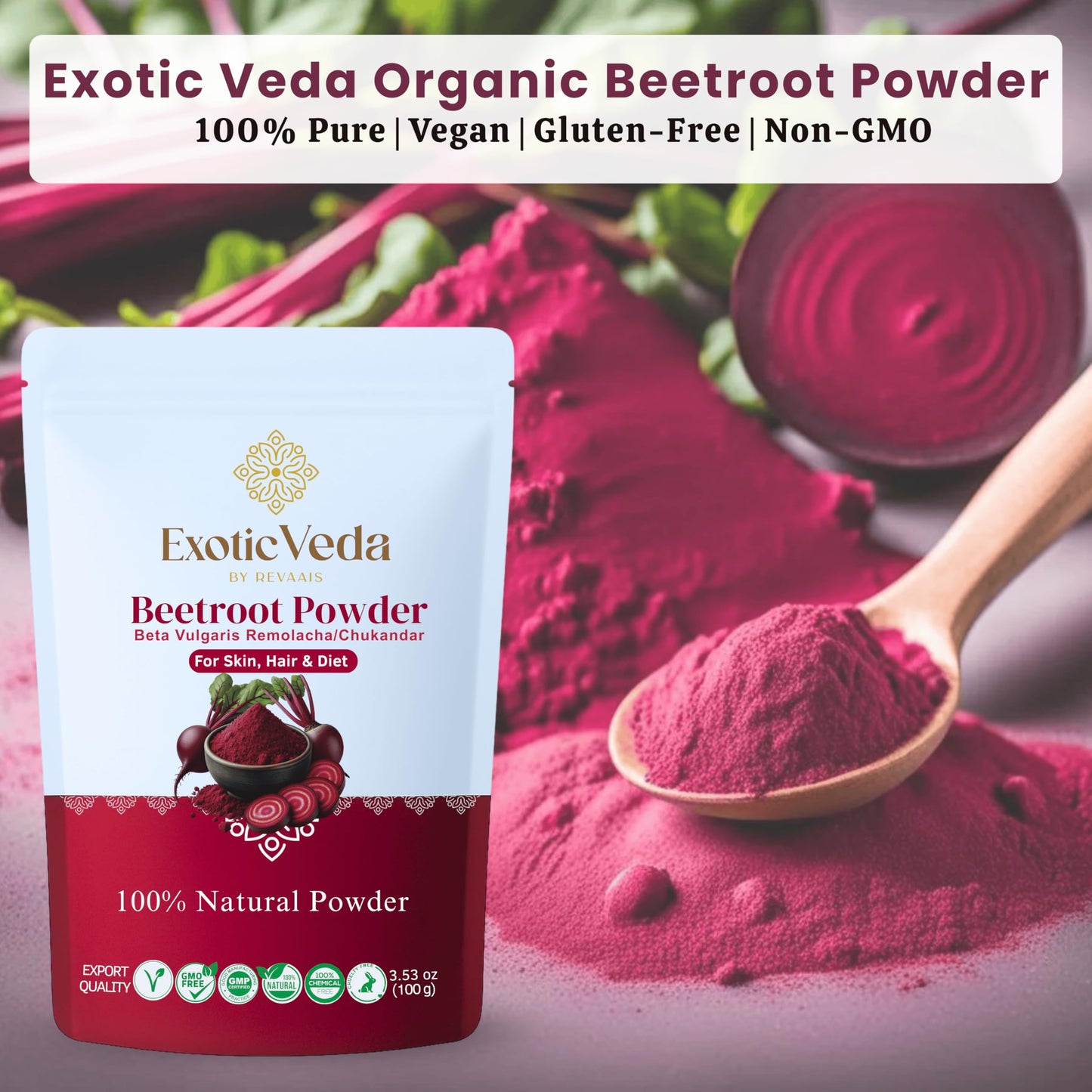 Exotic Veda Organic Beetroot Powder 3.53 oz