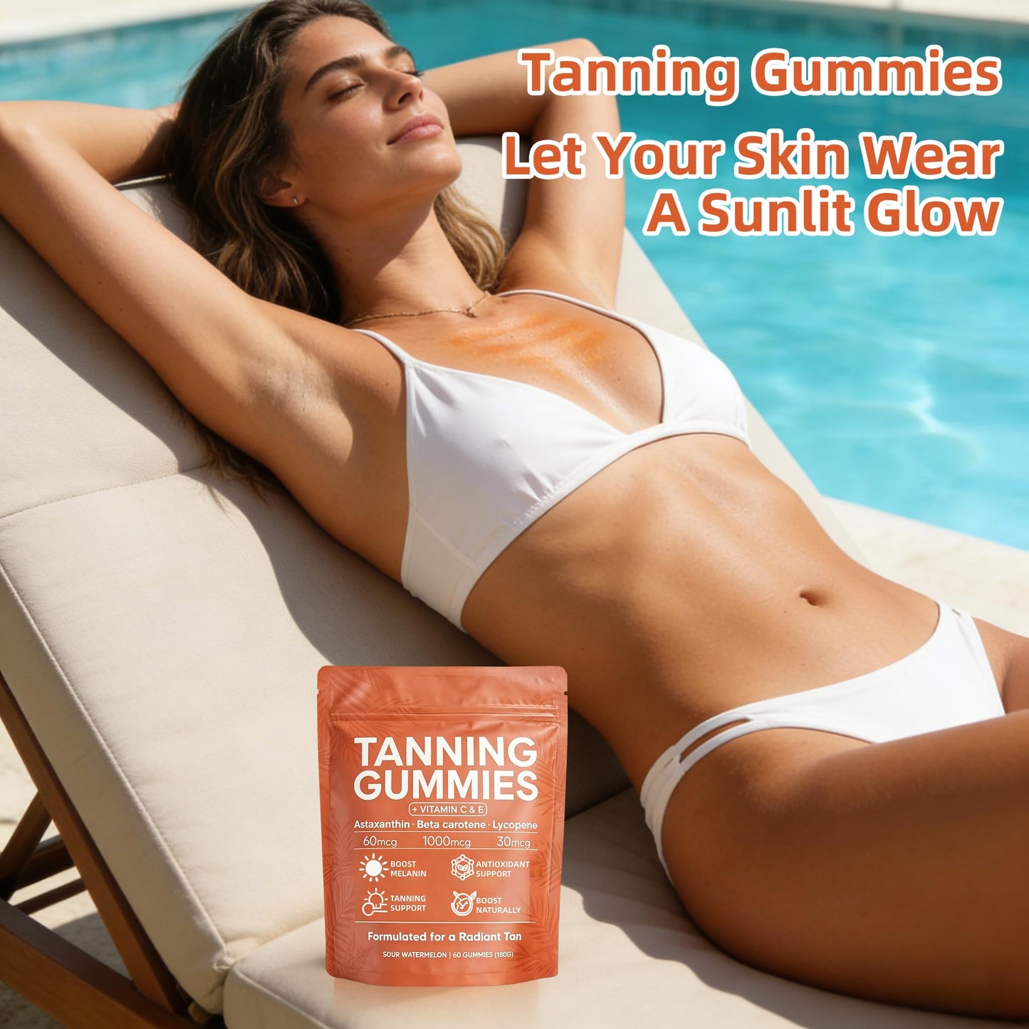 POSOJPIP Skin Tanning Gummies 60 Gummies