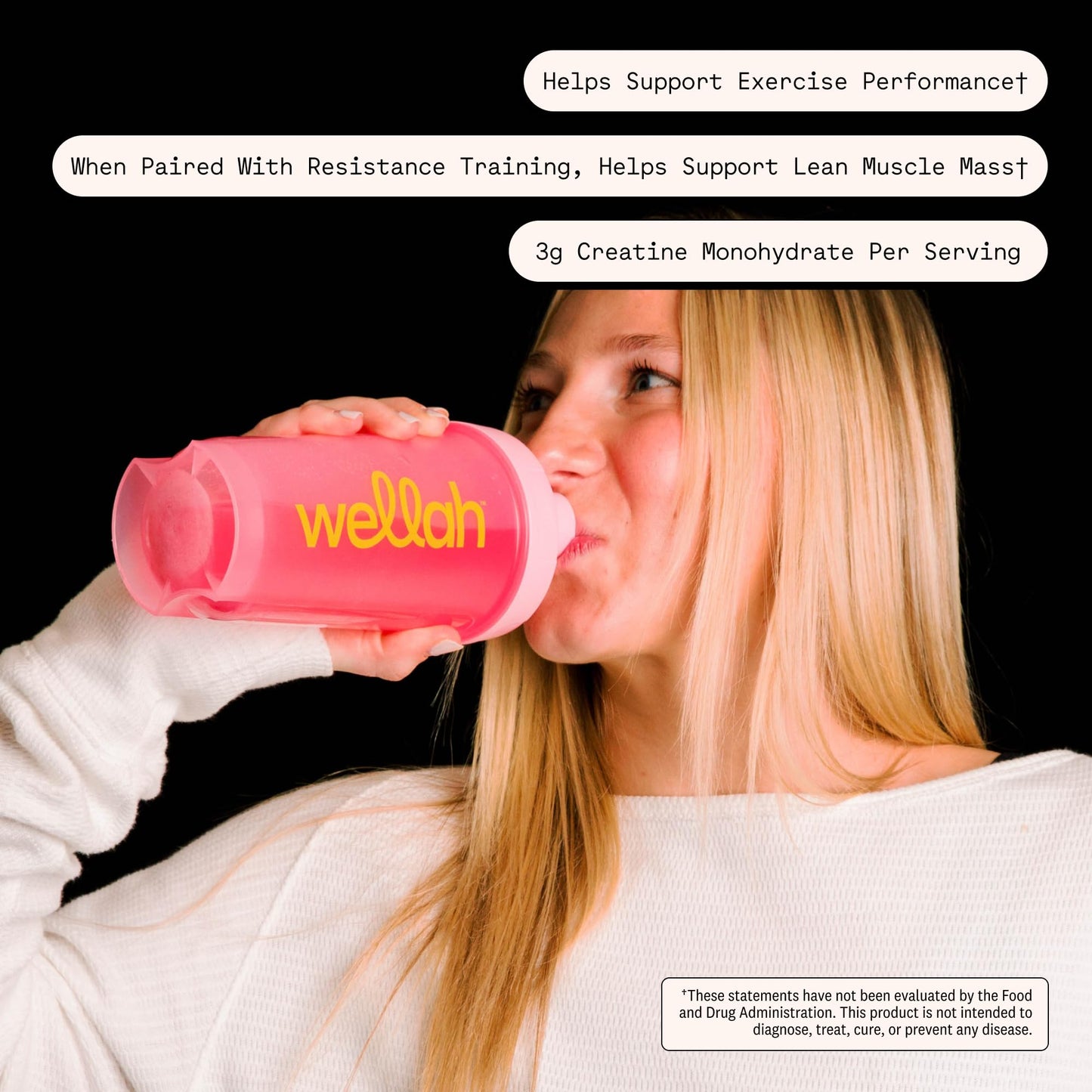 Wellah Creatine for Women - Creatine Monohydrate with Dandelion & Cranberry Extract Powder, 50 Servings