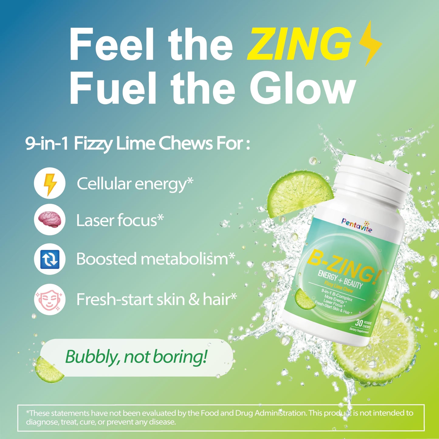 Pentavite B-ZING Daily Energy Supplements Chewable 90 Count