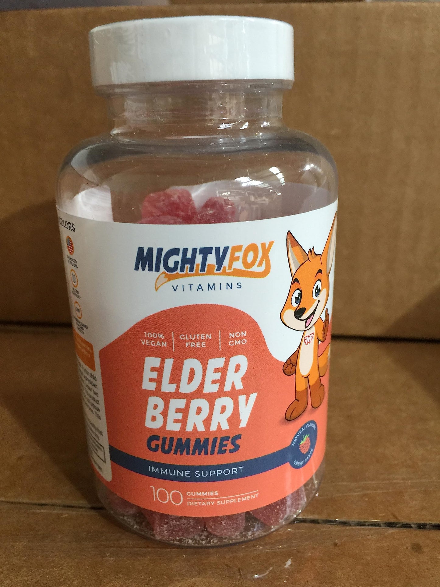 MIGHTY FOX VITAMINS Elderberry Gummies for Kids with Sambucus, Echinacea, Propolis and Vitamin C, 100 Count