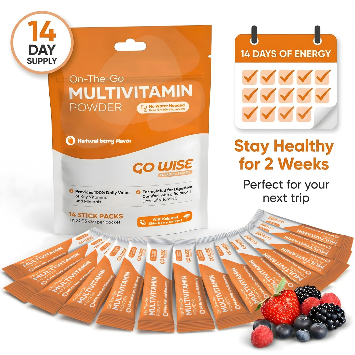Go Wise Multivitamin Powder for Women and Men - 14 Sticks