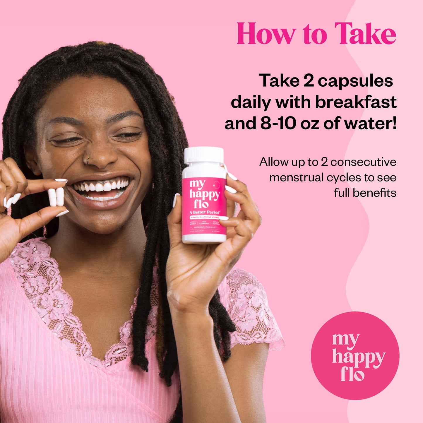 My Happy Flo Heavy Period Relief Supplement, Cramps & Bloating, 60 Capsules