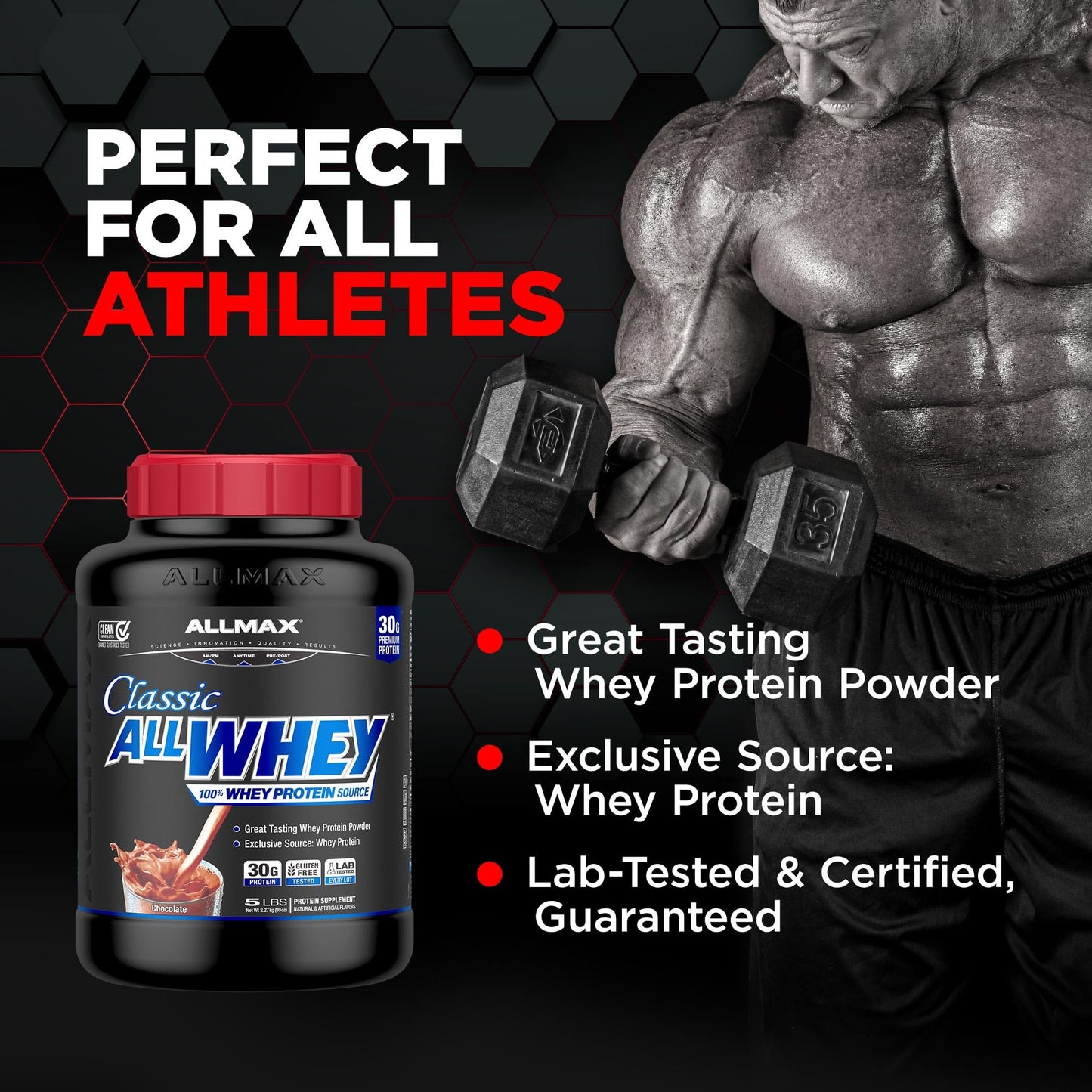 ALLMAX AllWhey Classic Whey Protein Powder, Chocolate, 2 lb, 32 Servings
