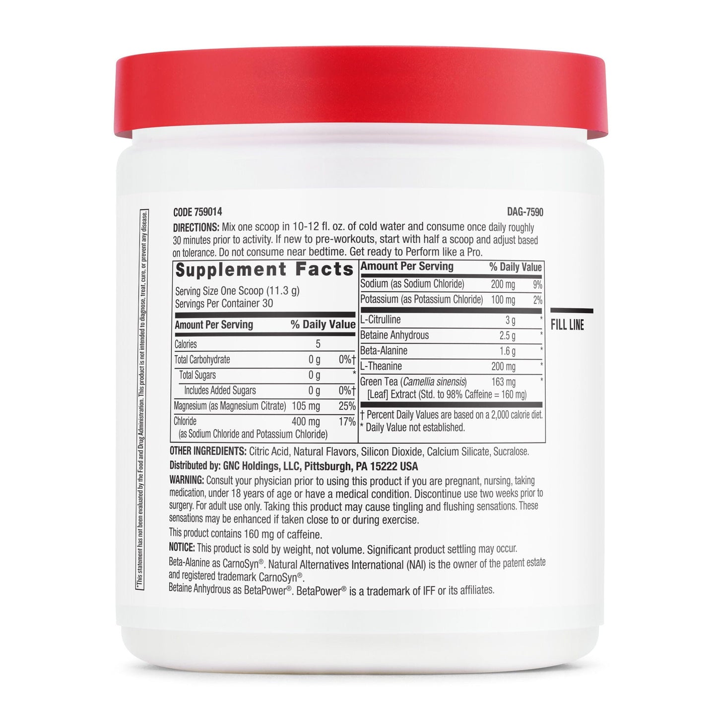 GNC Pro Performance Pre-Workout Powder 11.96 Ounce