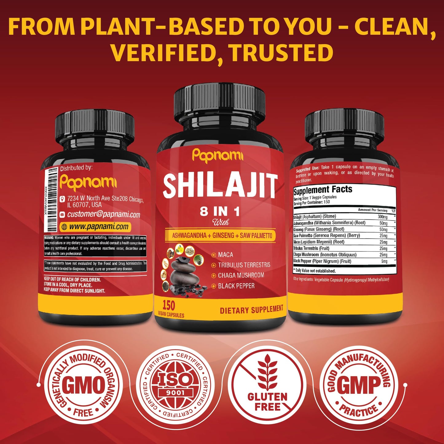 Papnami Shilajit Himalayan Supplement for Men & Women Capsule 150 Count