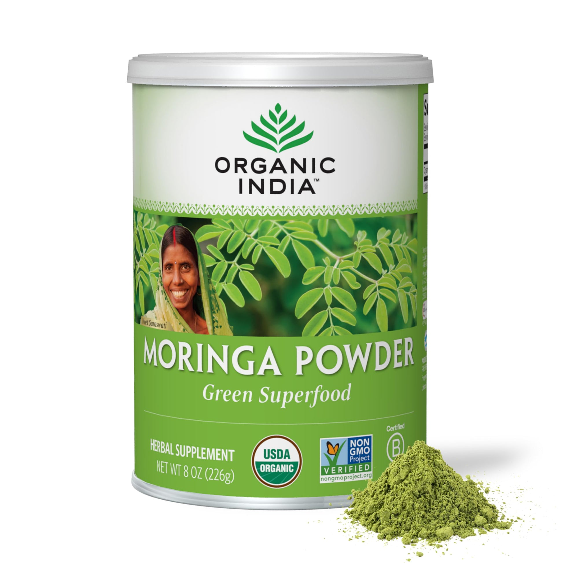 Organic India Moringa Herbal Supplement Powder, 8 oz