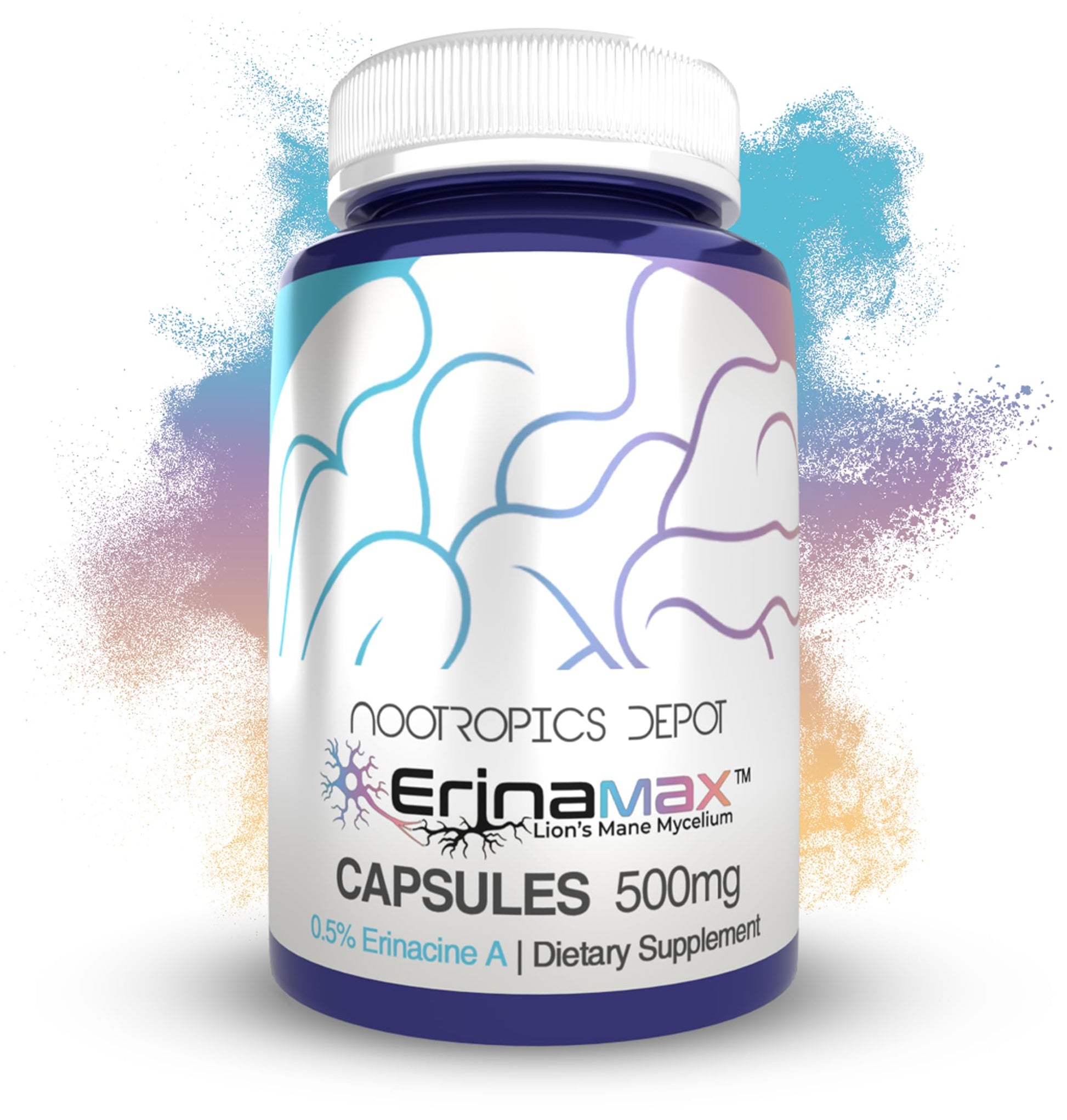 Nootropics Depot Erinamax Lion's Mane 500mg Capsules, 120 Count