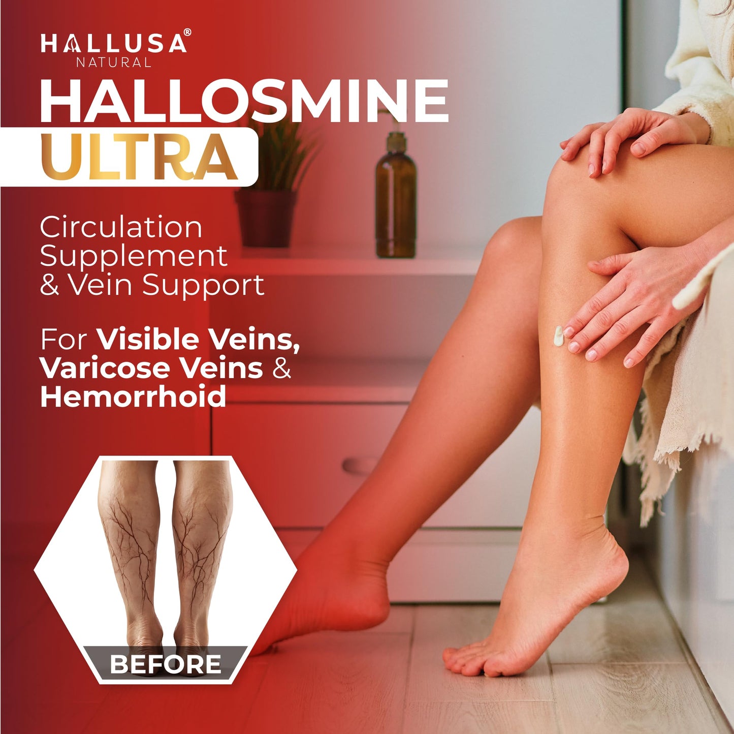 Hallusa Natural Hallosmine Ultra Diosmin 500mg & Hesperidin 150mg Capsules, 120 Count