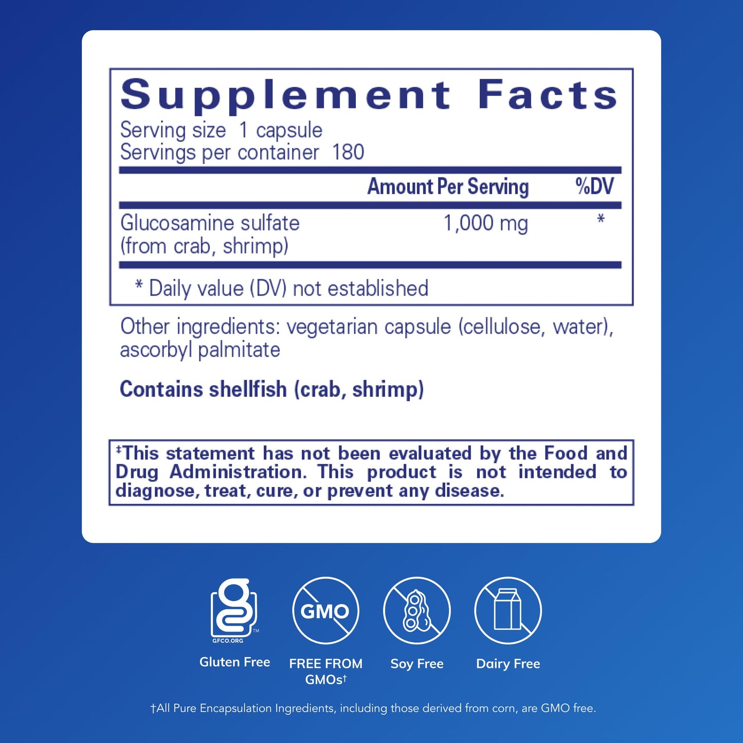 Pure Encapsulations Glucosamine Sulfate 1,000 mg, 180 Capsules
