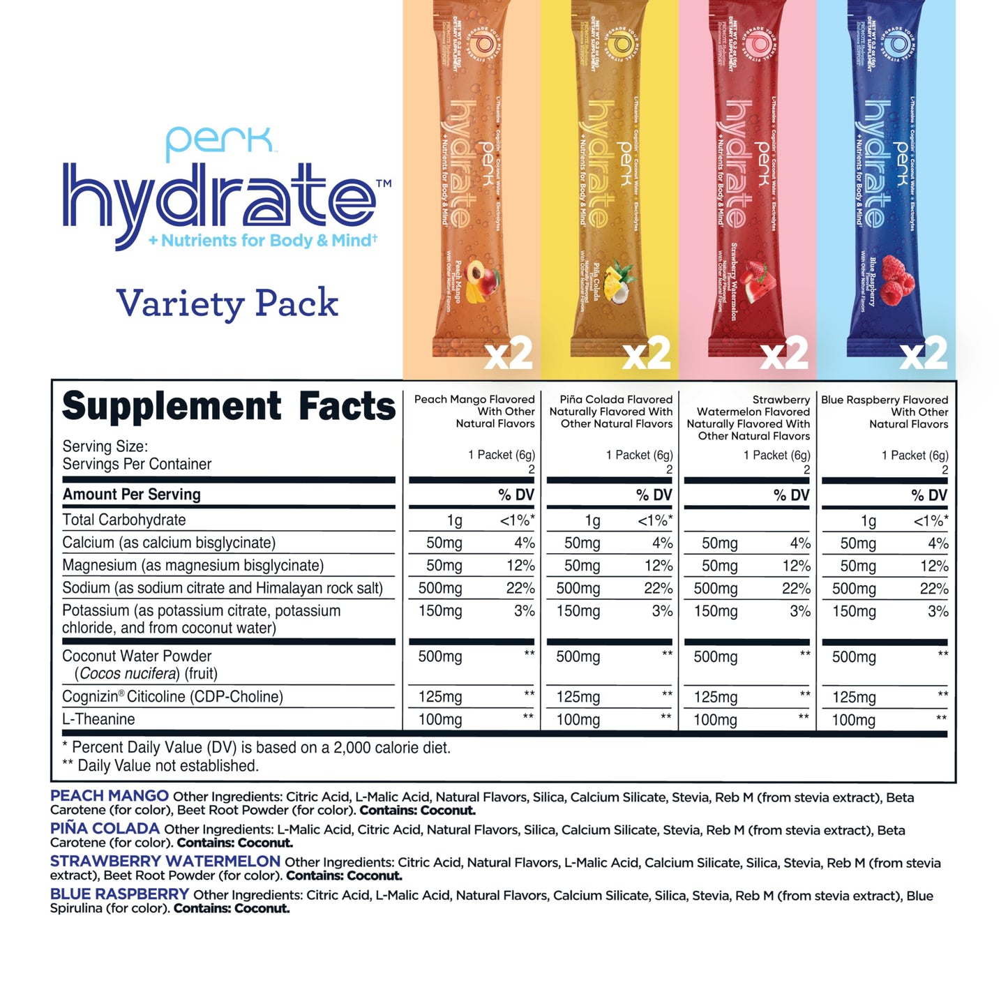 Perk Hydrate Electrolyte Stickpacks Powder 1.8 Ounce
