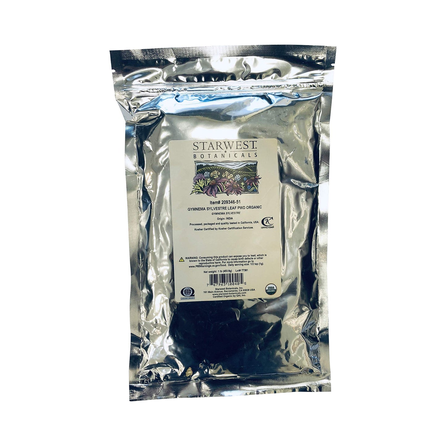 Starwest Botanicals Organic Gymnema Sylvestre Leaf Powder, 16 oz