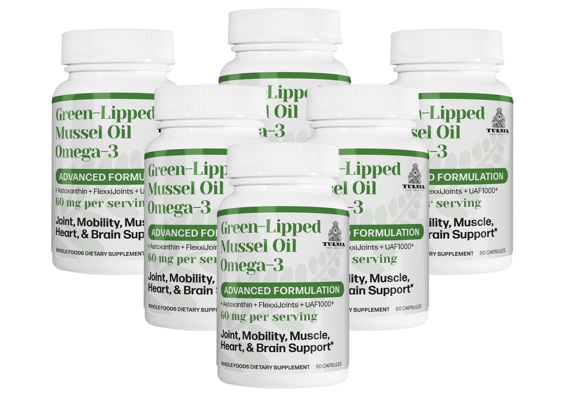 TURNER New Zealand Green-Lipped Mussel Oil, Essential Omega-3s, UAF1000+ Antioxidant, Astaxanthin, 360 Softgels