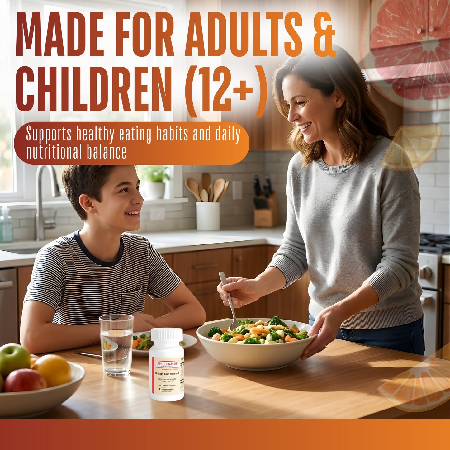Apetigen Appetite Stimulant for Weight Gain – Multivitamin with Iron, Zinc, L-Lysine & B-Complex – Appetite Booster Tablets for Adults & Kids 12+ – Sugar Free, No Fish Oil, 60 Tablets