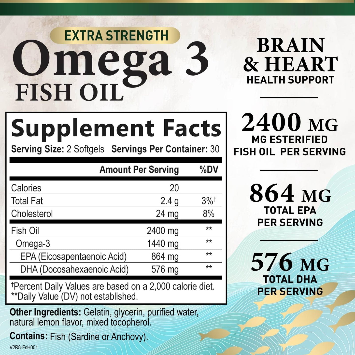 Health Nutrition Naturals Omega 3 Fish Oil Softgels 60 Count