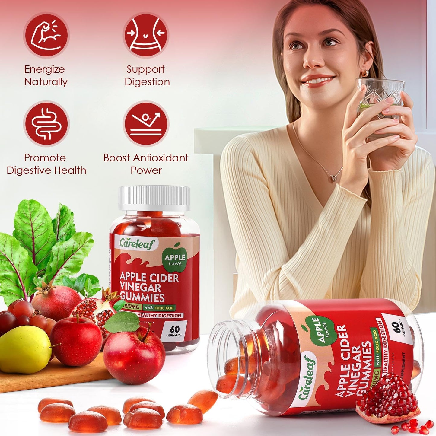 careleaf Apple Cider Vinegar Gummies 60 Count