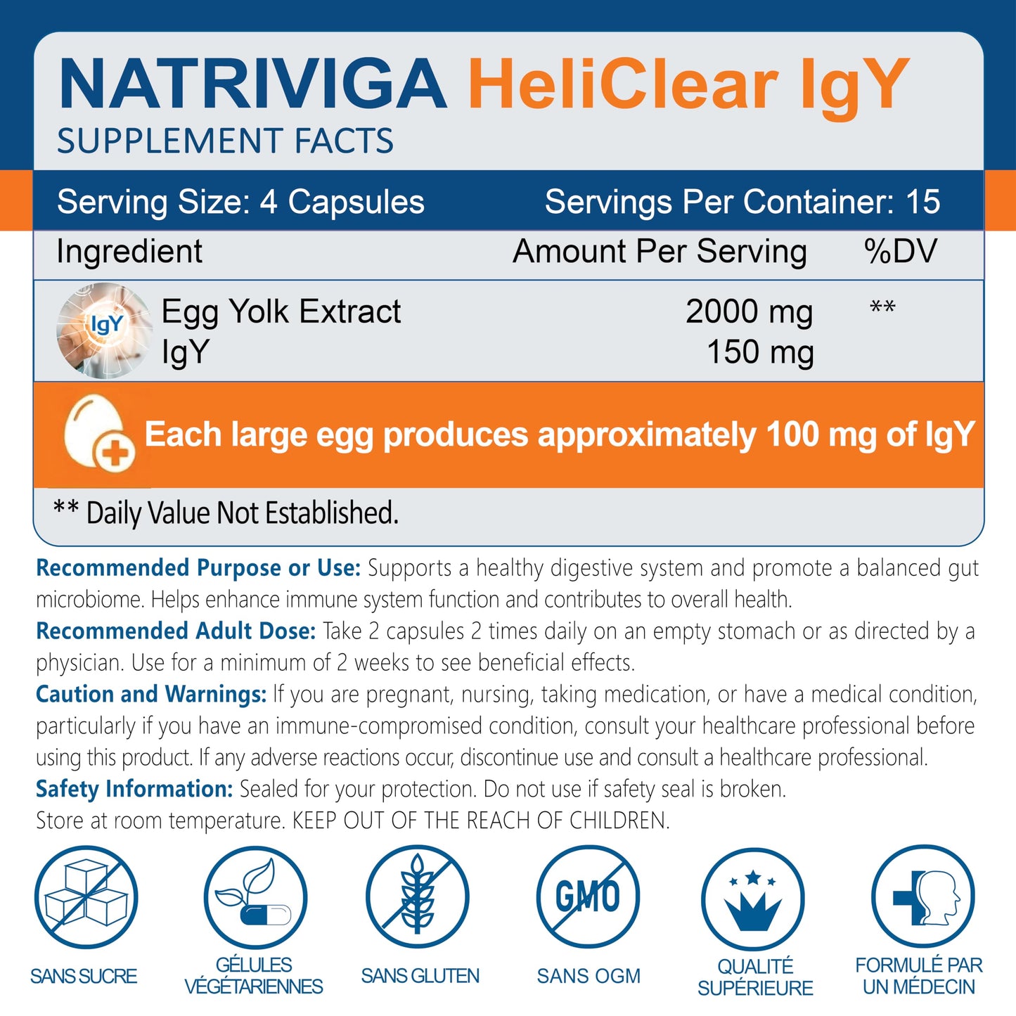 NATRIVIGA Heliclear IgY Capsules, 60 Count