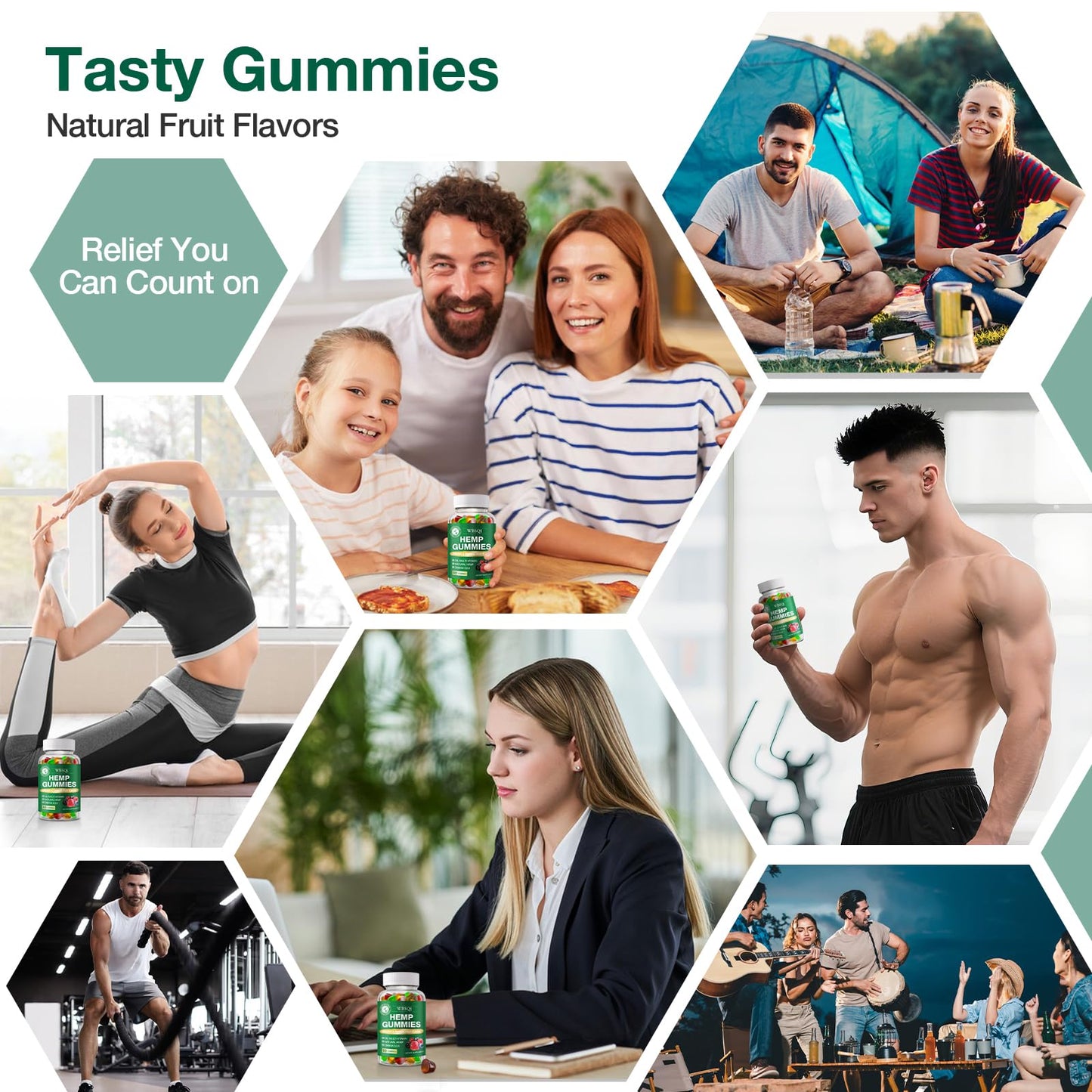 WBSQL Hemp Gummies for Sleep, Pain & Anxiety with Natural Hemp Oil Extract, Vegan, Non-GMO, 160 Gummies