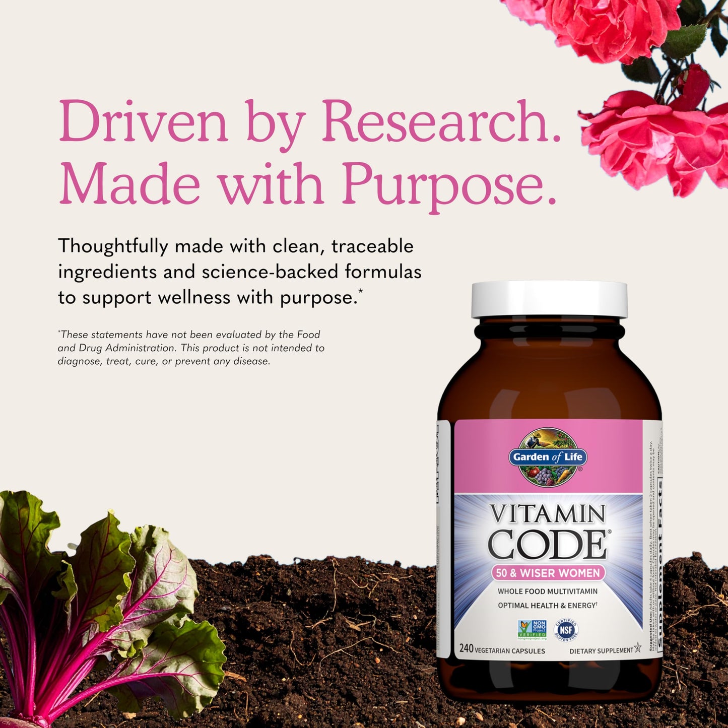 Garden of Life Vitamin Code Multivitamin for Women 50 & Over Capsules, 240 Capsules