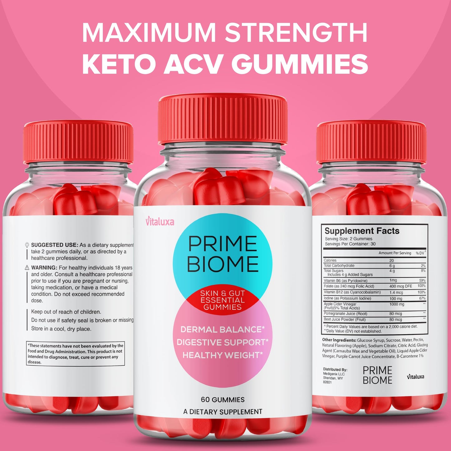 Vitaluxa Prime Biome Gummies, 300 ct