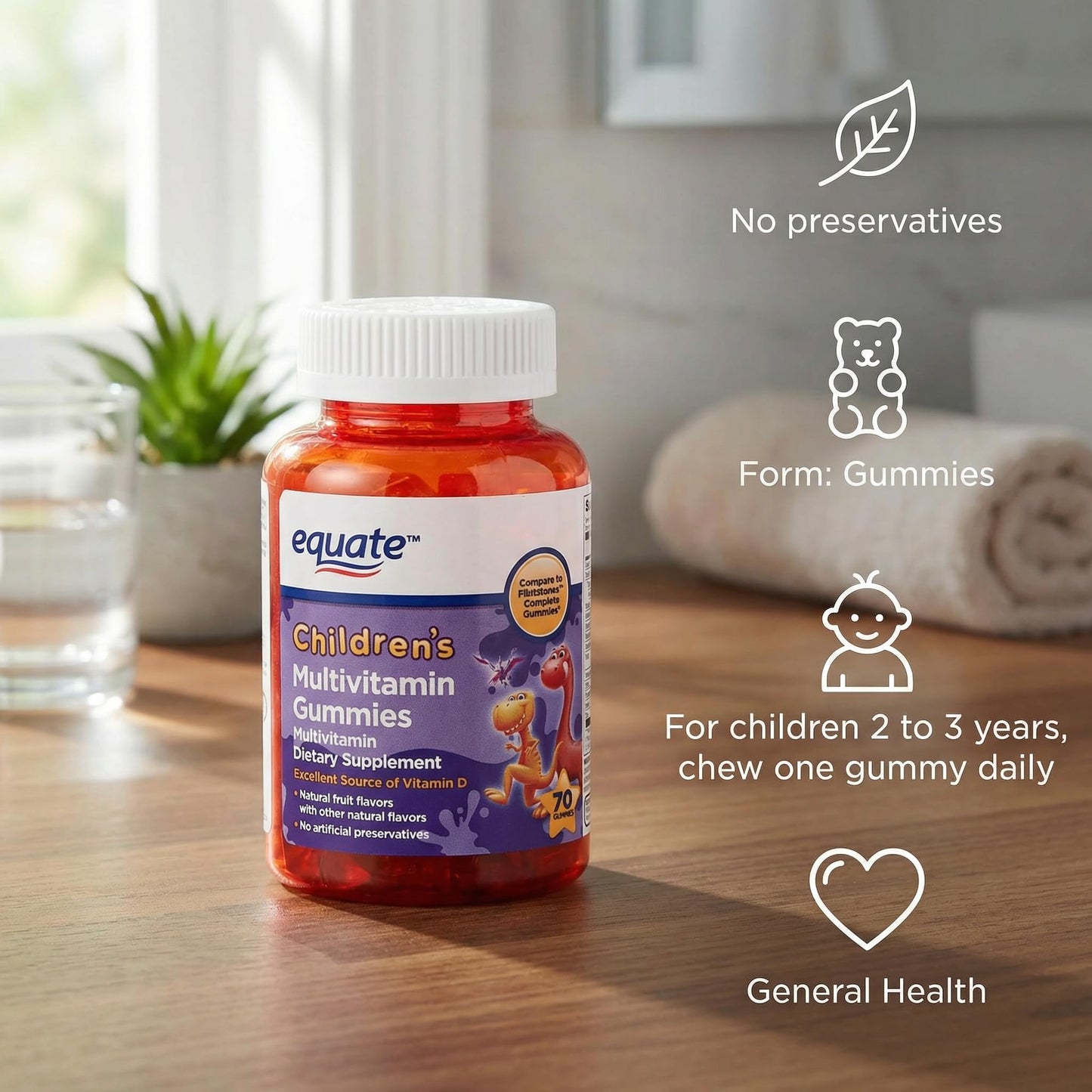 Generic Kids Multivitamin Gummies for Ages 2–3, Daily Chewable Supplement, 70 Gummies