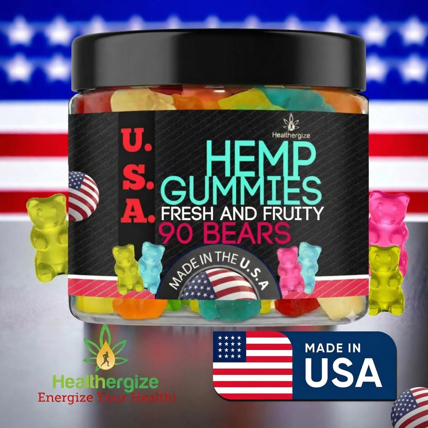 Healthergize Hemp Gummies for Sleep and Calm, 90 Count