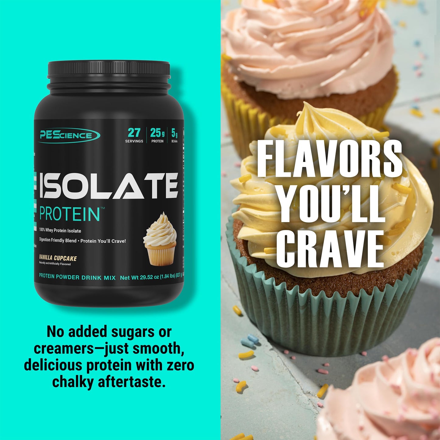 PEScience Isolate Whey Protein Powder Vanilla Cupcake, 29 Servings