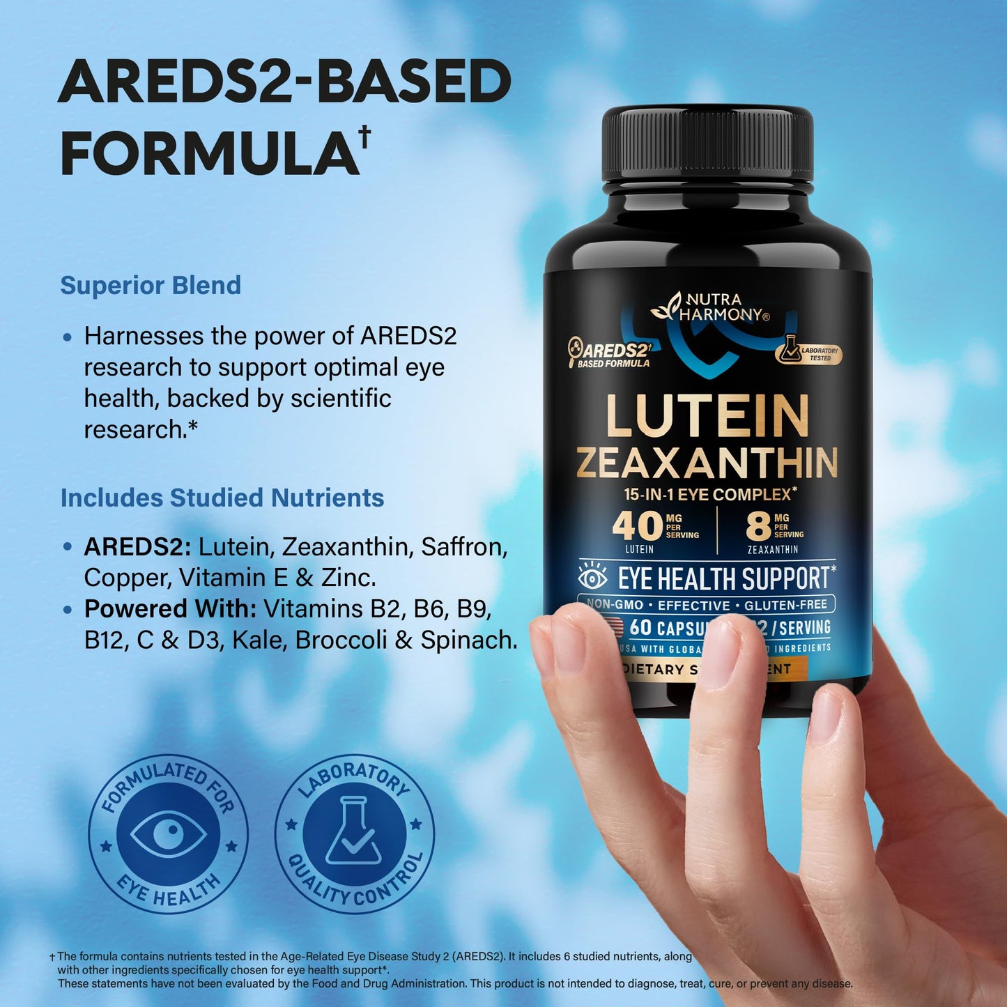 NUTRAHARMONY Eye Vitamins Lutein and Zeaxanthin Supplements Capsule 60 Capsules