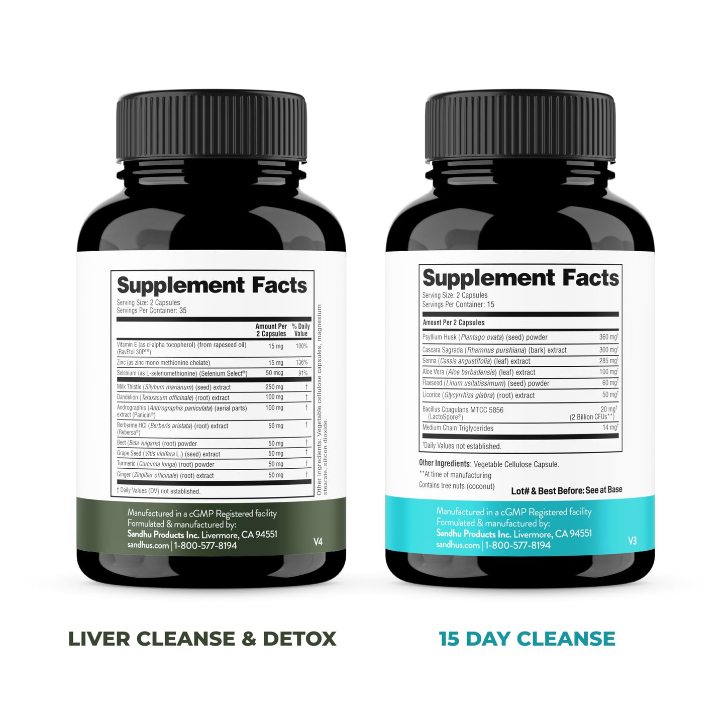 Sandhu's Liver Cleanse Detox & 15 Day Gut Cleanse Support Capsule 100 Count
