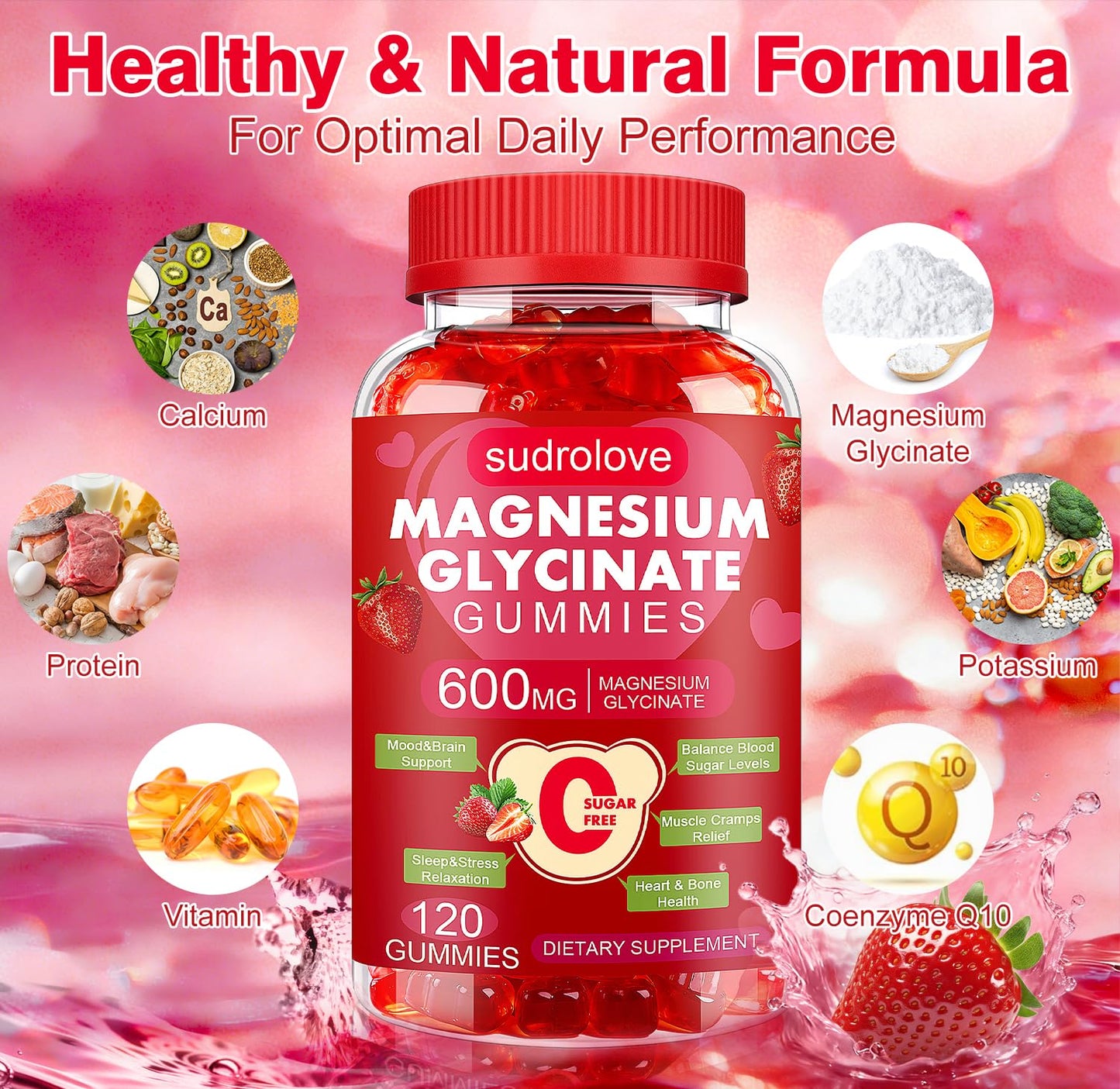Sudrolove Magnesium Glycinate Gummies 600mg per Serving, 240 Count