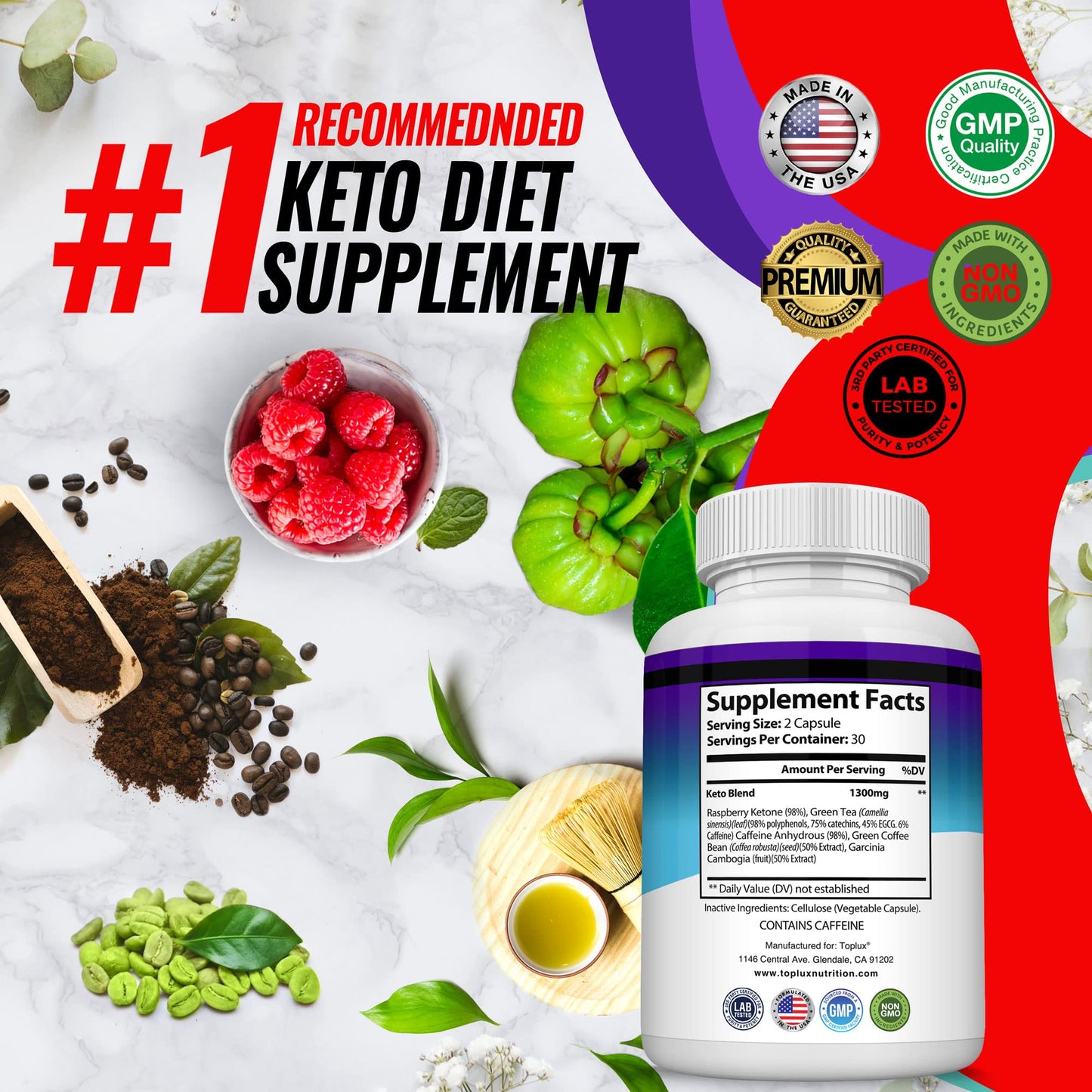 Toplux Keto Boost Diet Pills Ketosis Supplement Capsules 120 Capsules