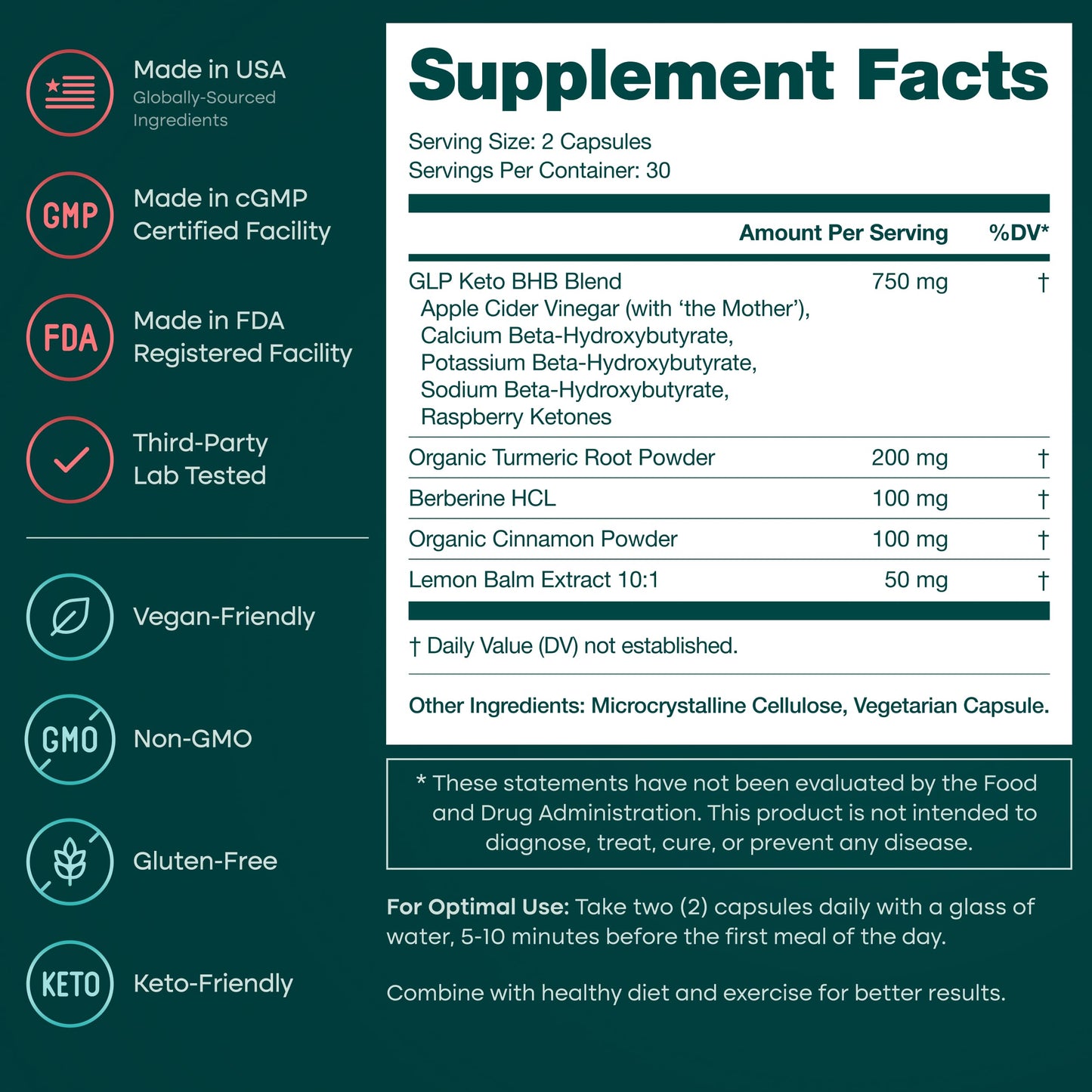 Etta Vita Keto Burn & GLP-1 Supplement Capsule, 60 Count