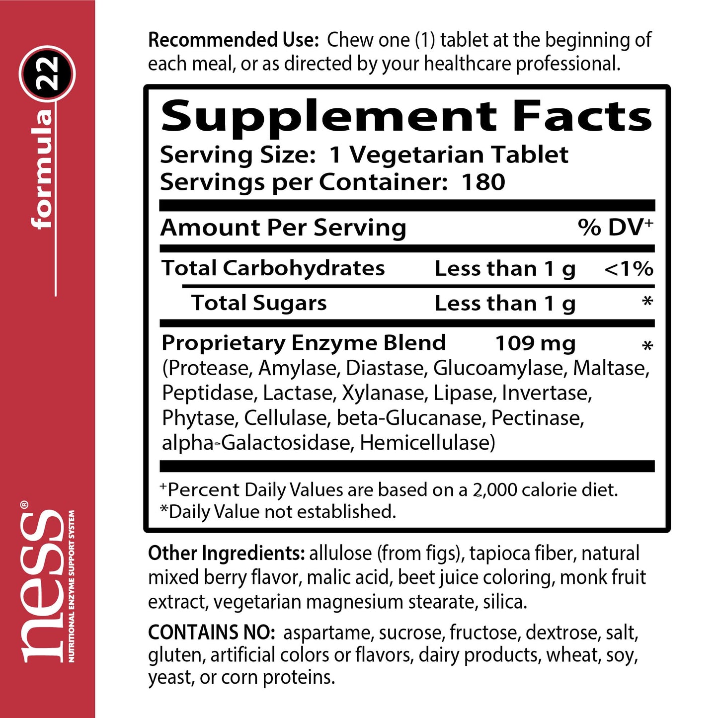 NESS Digest Chewables Tablets 180 Count