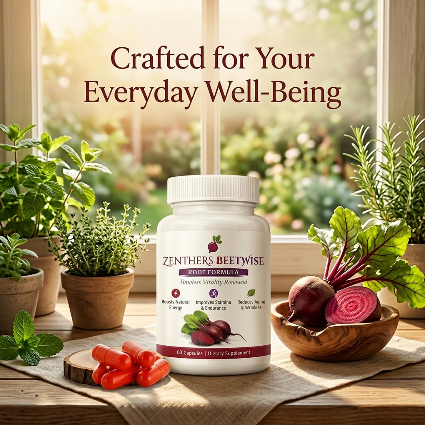 Zenthers Beetwise Cold Pressed 400Mg Natural Energy Support, Vegan-Friendly, Non-GMO, 60 Capsules