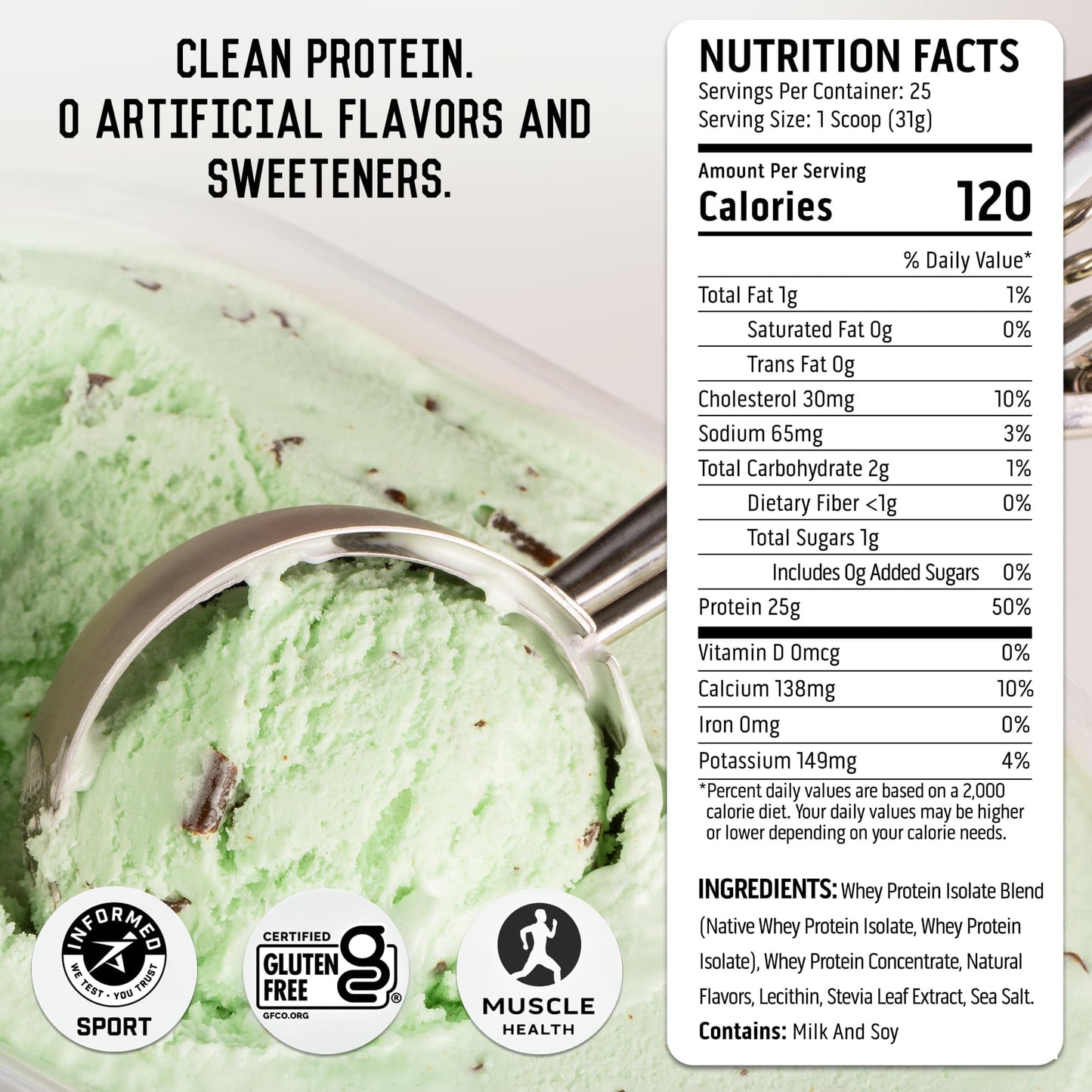 Ascent 100% Whey Protein Powder Mint Chocolate Chip, 1.71 lb, 27.3 Servings