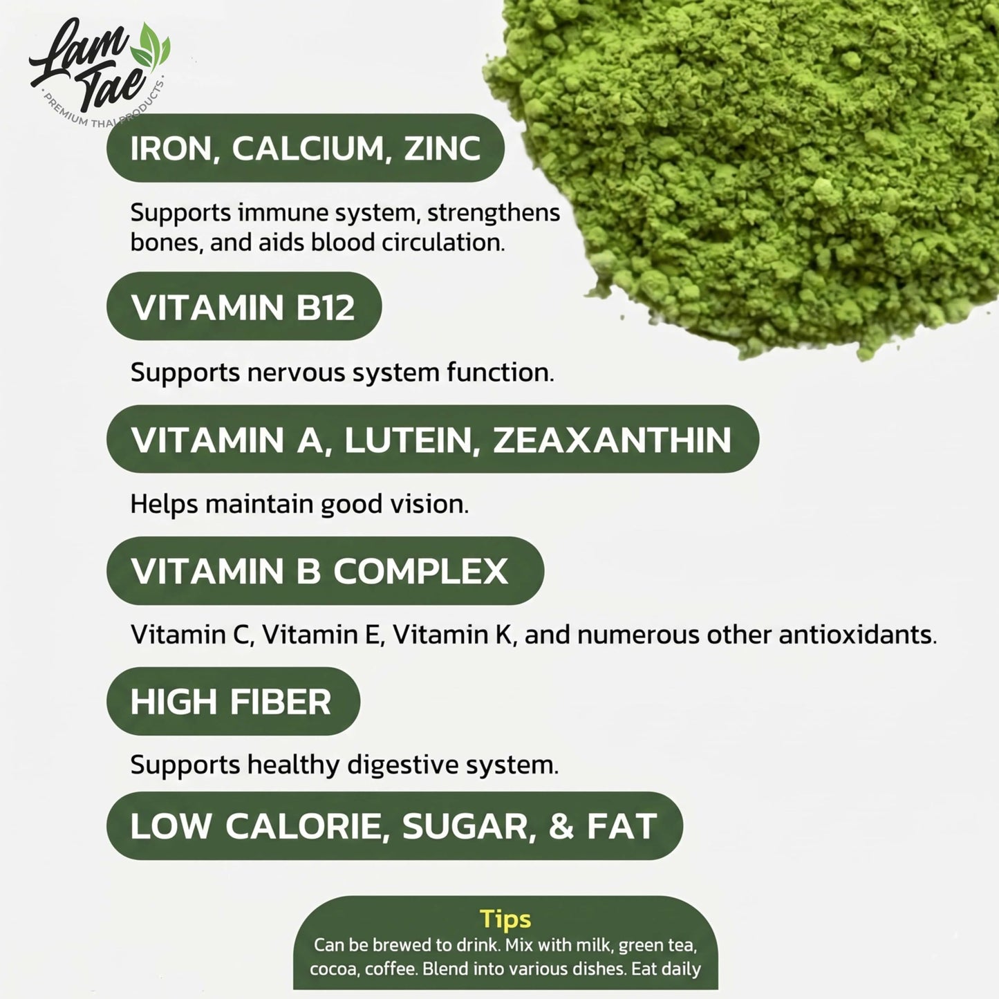 Lam Tae Pure Wolffia Powder (Mankai) 1.76 oz