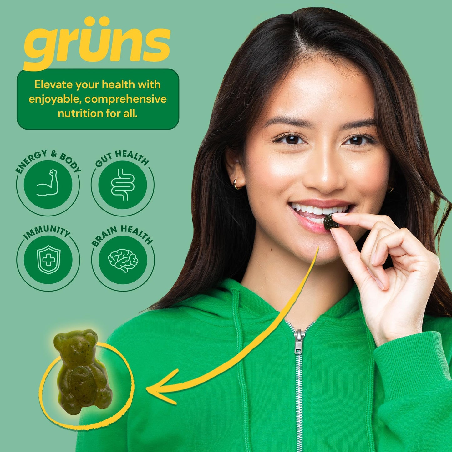 Grüns Adult Super Greens Gummies 112 Count