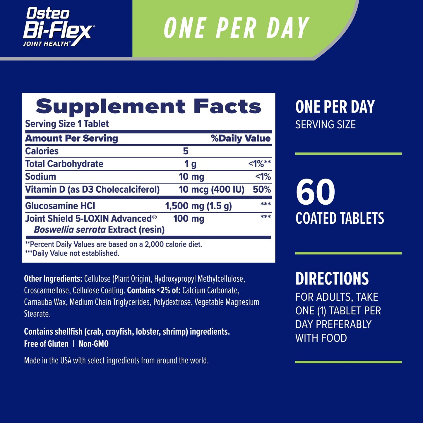 Osteo Bi-Flex One Per Day Vitamin D Supplement Tablets, 60 Count