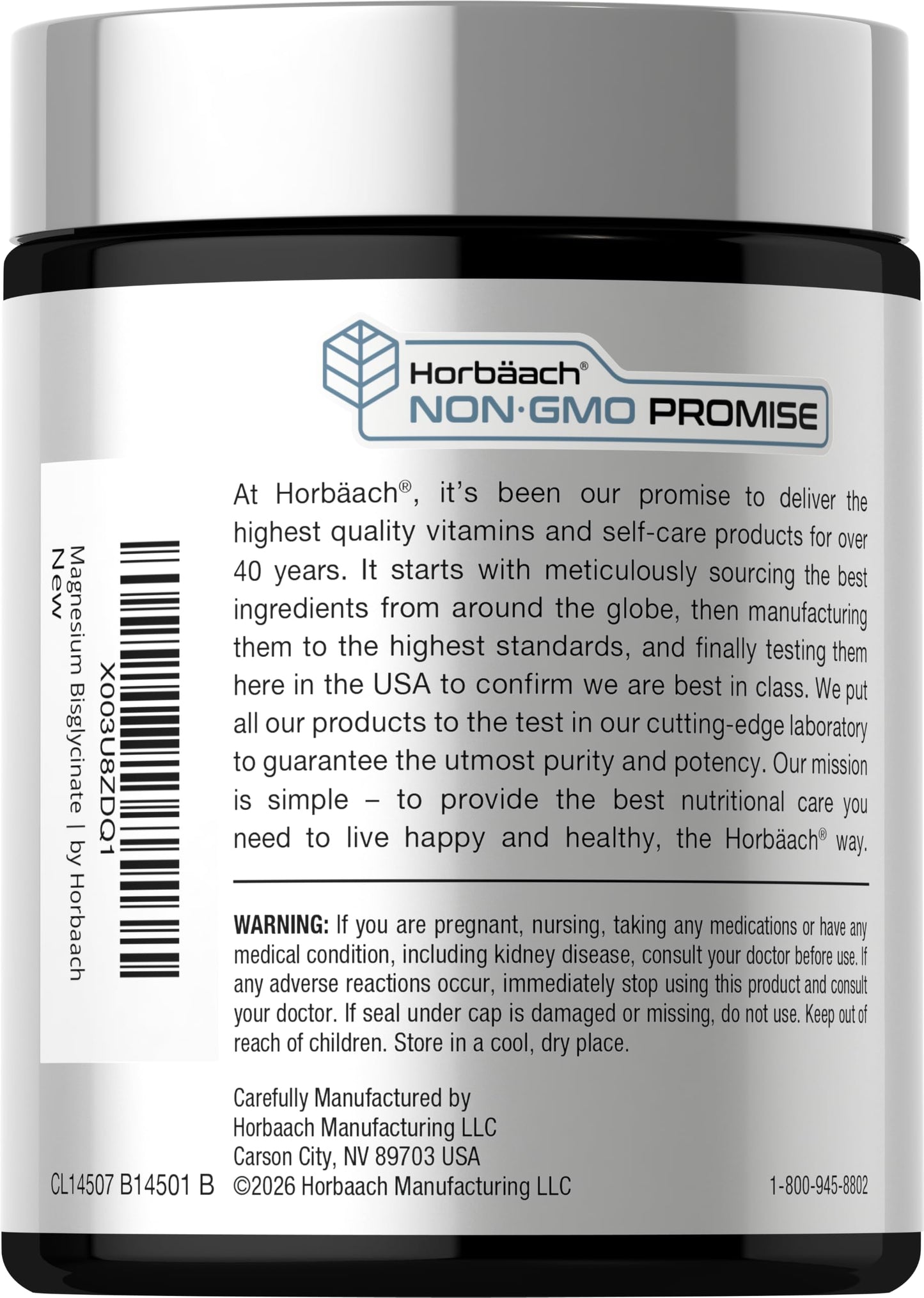 Horbäach Magnesium Bisglycinate 120 Capsules