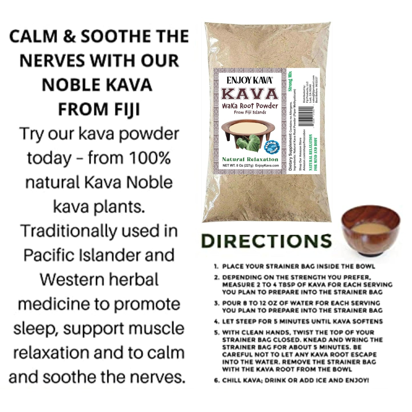 Enjoy Kava Vanuatu Root Powder Pure Noble Kava Powder 22 Ounce