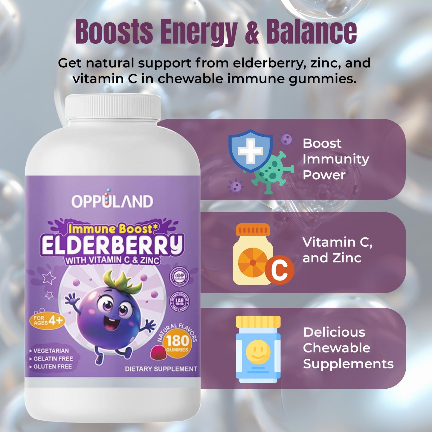 Oppuland Immune Support Gummies 180 Count