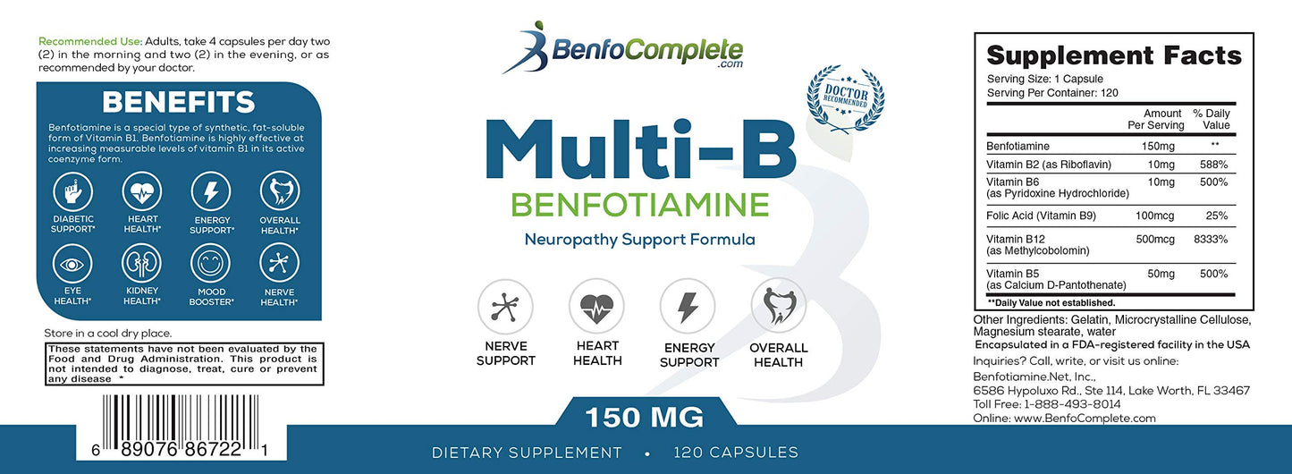 BenfoComplete Benfotiamine Multi-B Neuropathy Support Formula 150mg Capsules, 360 Count