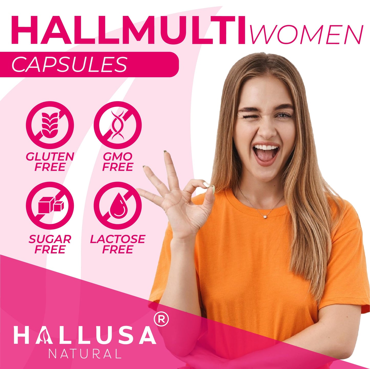 Hallusa Natural HallMultiWomen Multivitamin for Women Capsules, 60 Count