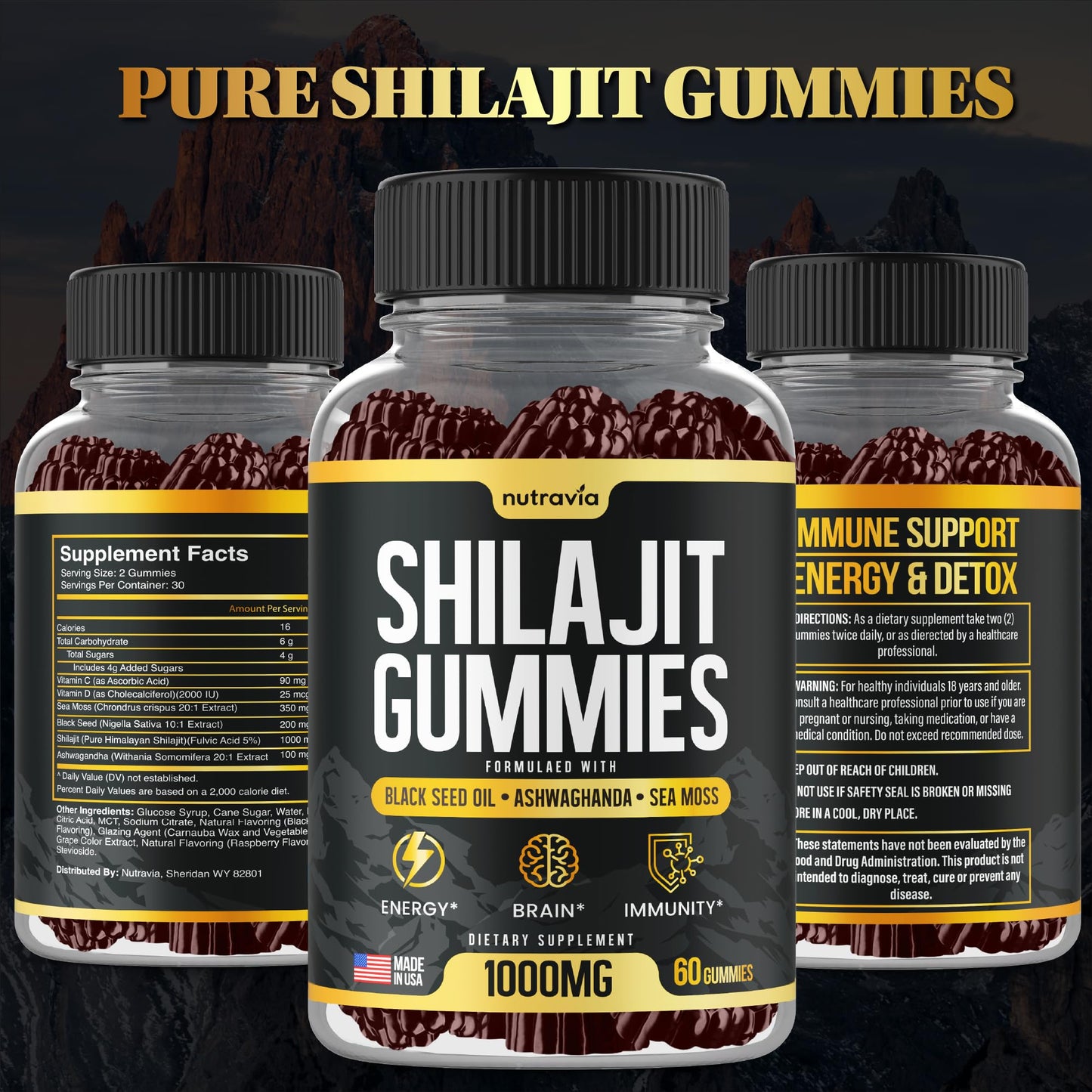 Nutravia Shilajit Gummies 60 Count