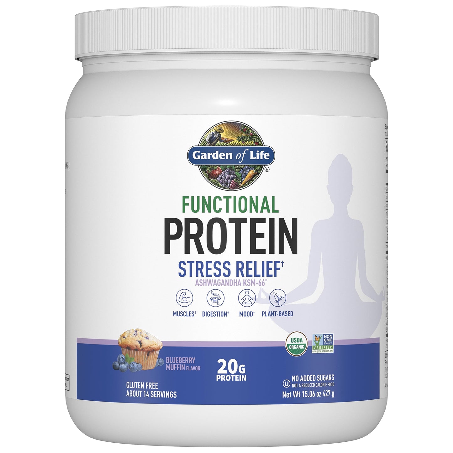 Garden of Life Functional Protein Stress Relief Protein Powder, 15.06 oz