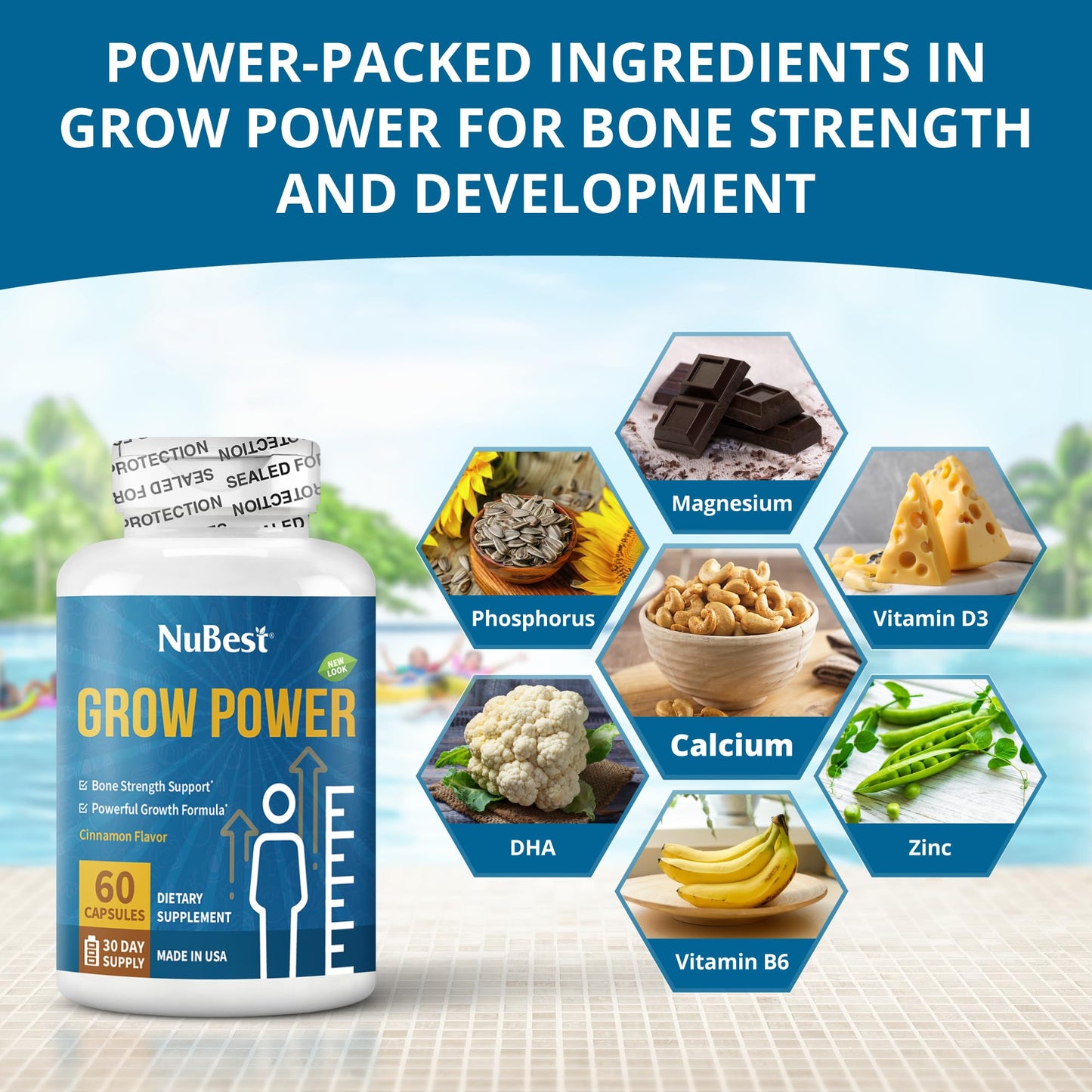NuBest Grow Power Calcium & Magnesium Multivitamin 180 Capsules