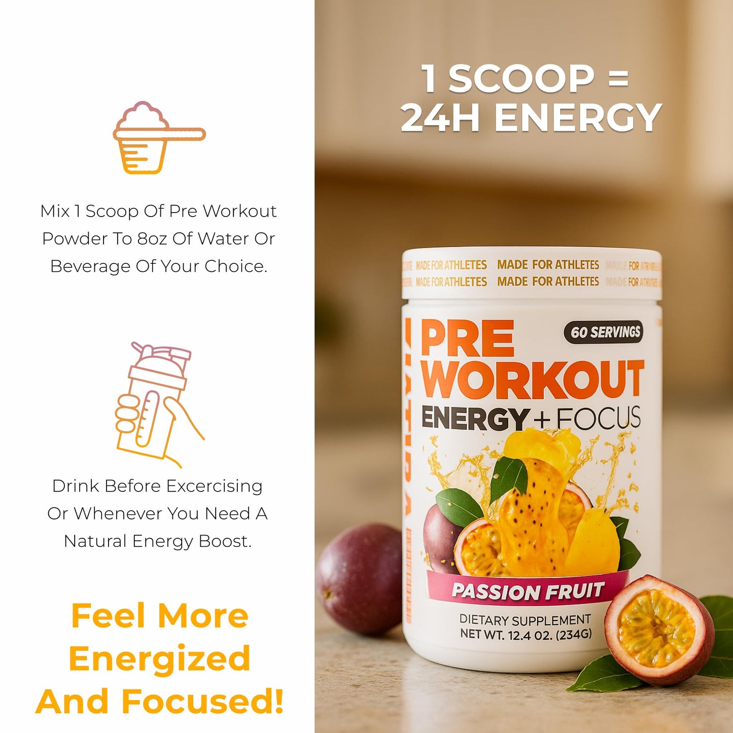 About Time Pre Workout Energy + Focus Powder 12.4 Ounce
