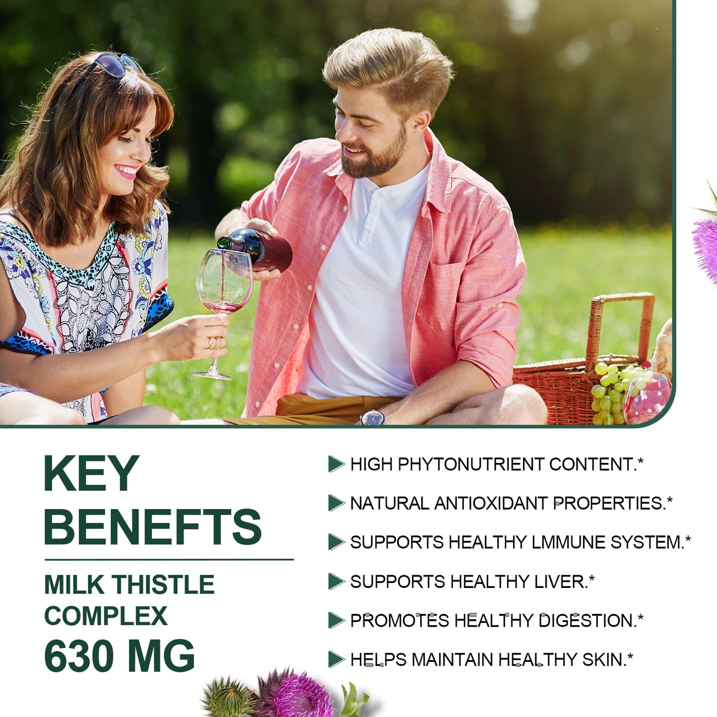 JulyDeer Milk Thistle 500mg Silymarin Marianum Liver Herbal Extracts Capsules, 120 Count